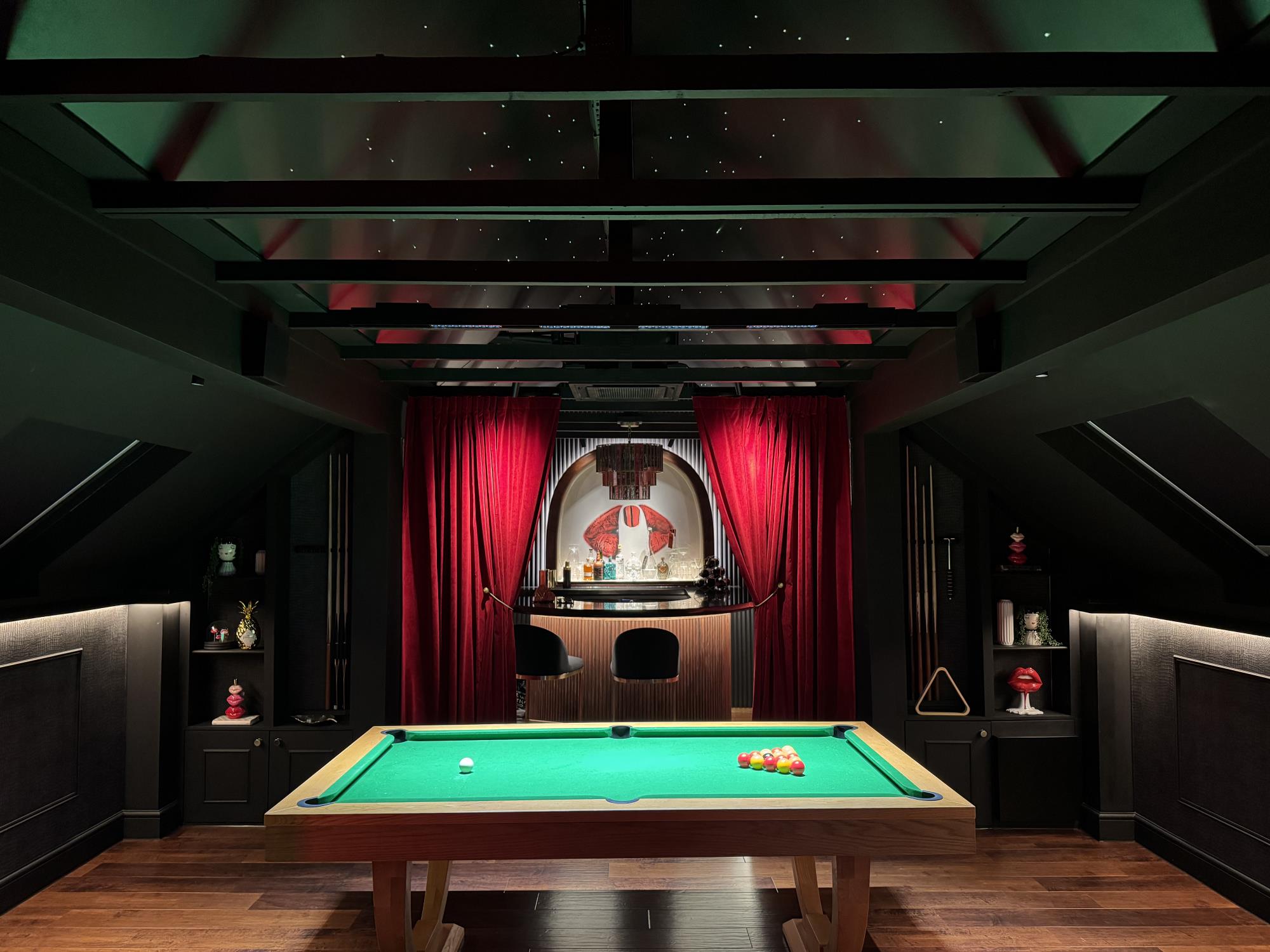 Starlight Ceiling installed to residential bar area over pool table